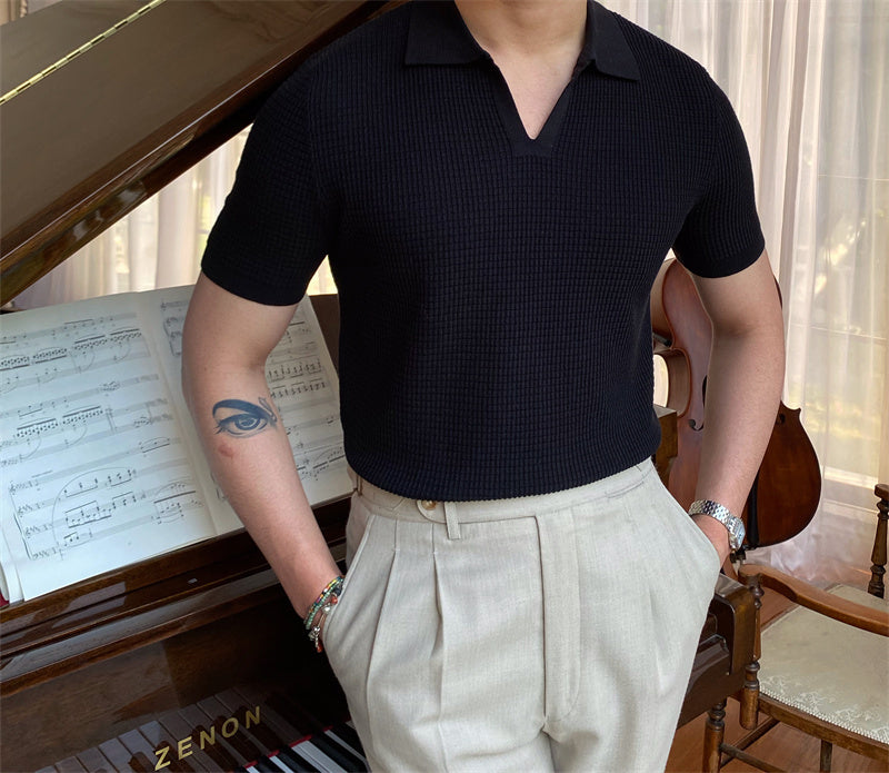 V-neck Lapel Short-sleeved Shirt