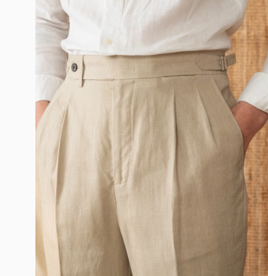 Linen High Waist Straight Loose Trousers