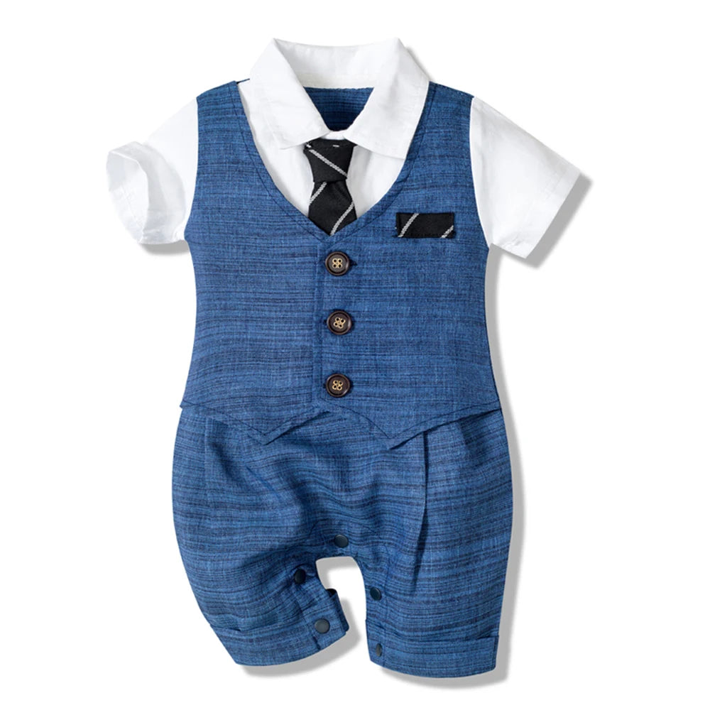 Summer Baby Romper Suit Formal Clothing Children Hat + Jumpsuit + Shoes + Socks 4 Piece Outfit