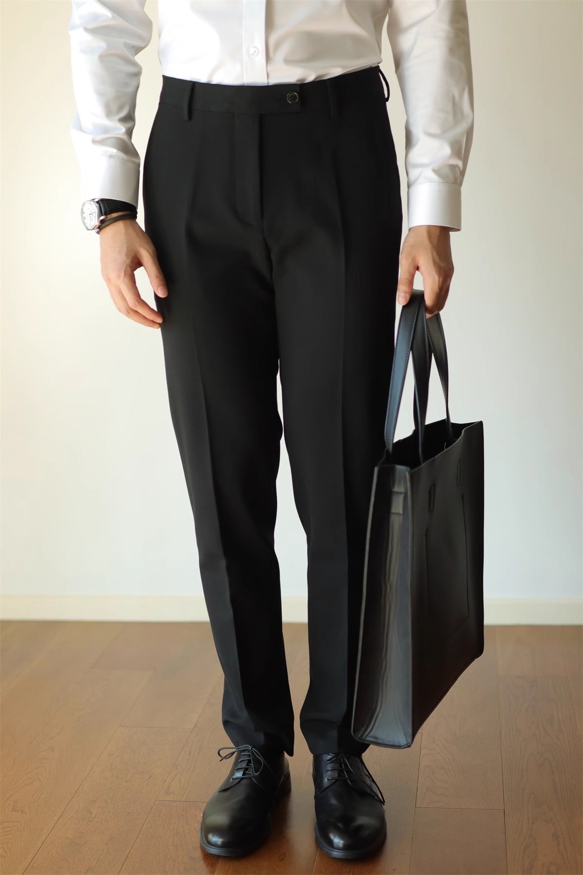 Slim Fit Elastic Straight Commuter Trousers