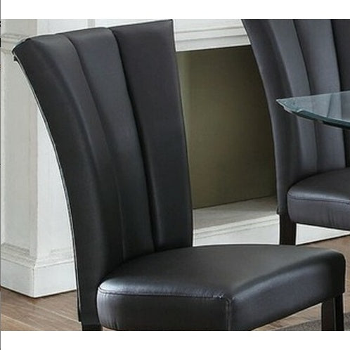 Faux Leather Upholstered Lines Back Set Of 2pc Chairs
