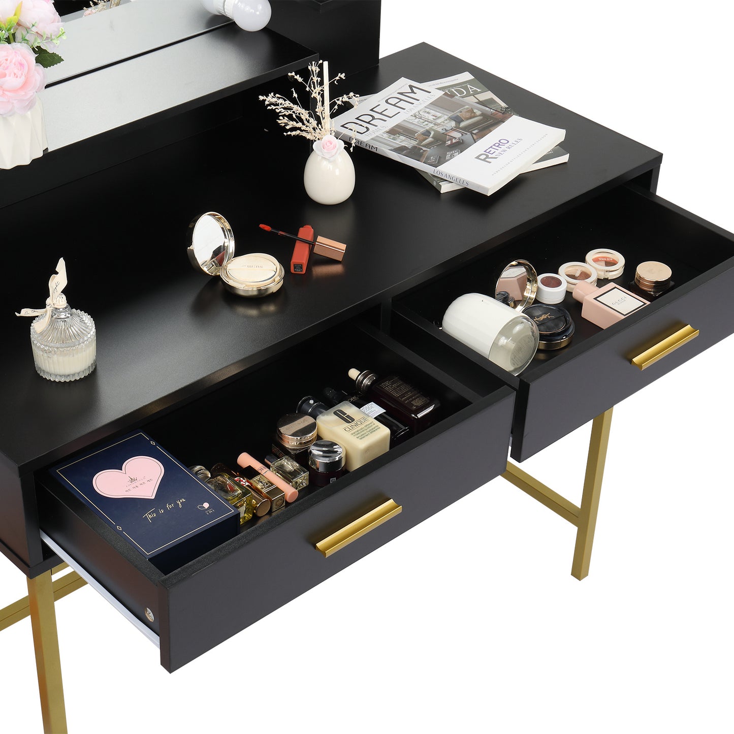 Three-tier Shelf Dressing Vanity Table Set
