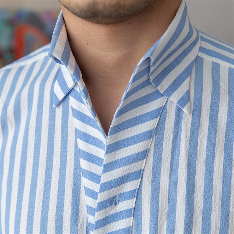 Striped Seersucker Long-sleeved Shirt