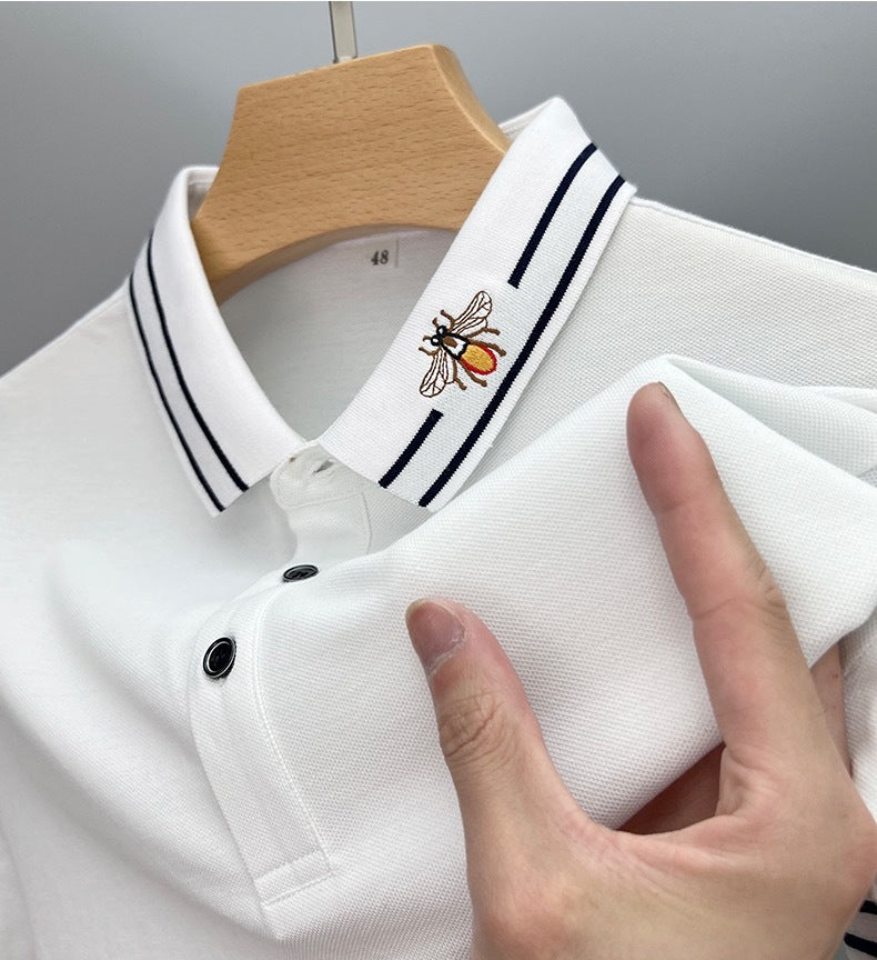 Embroidered Collar Short Sleeve Polo