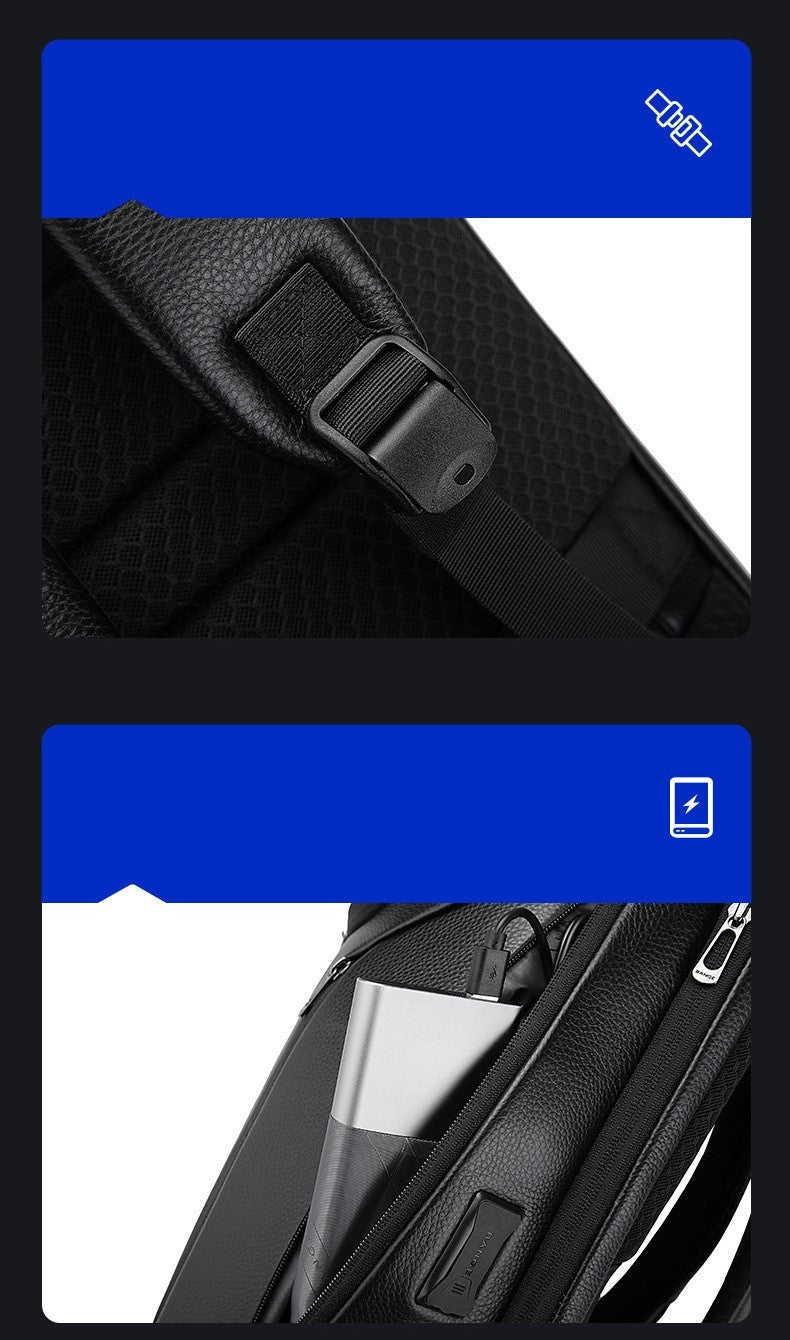 BANGE Leather Waterproof Computer Backpack