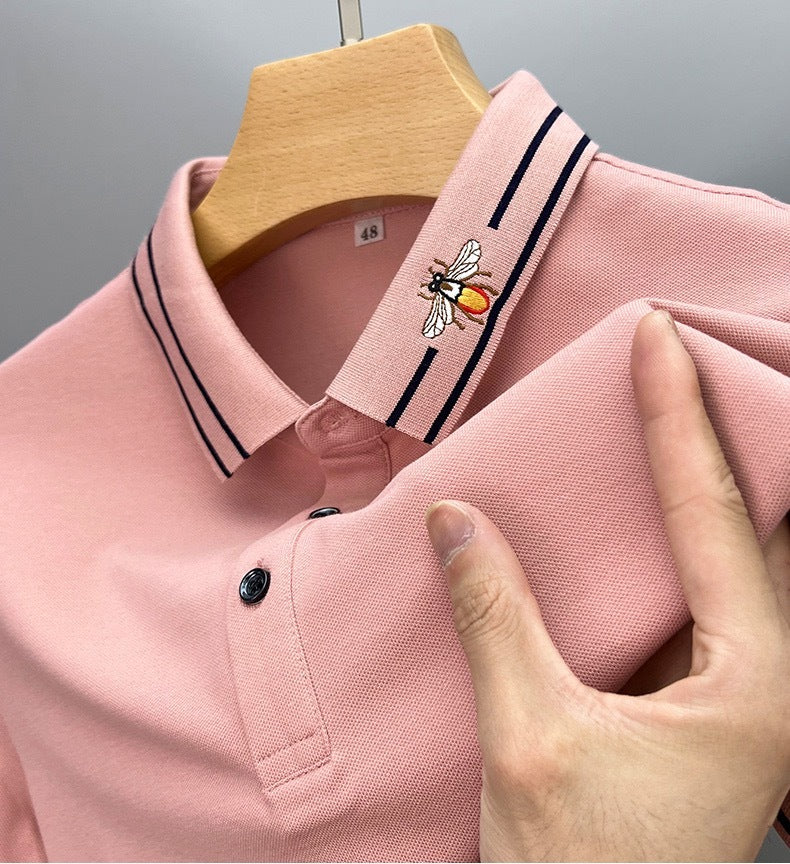 Embroidered Collar Short Sleeve Polo