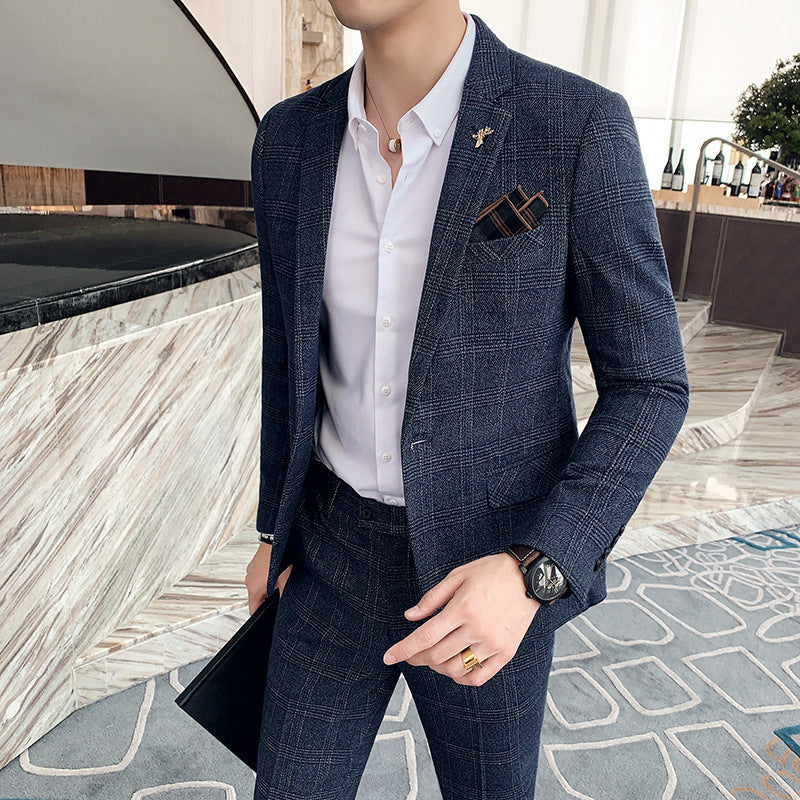 Plaid Business Slim Fit Two-Piece Suit