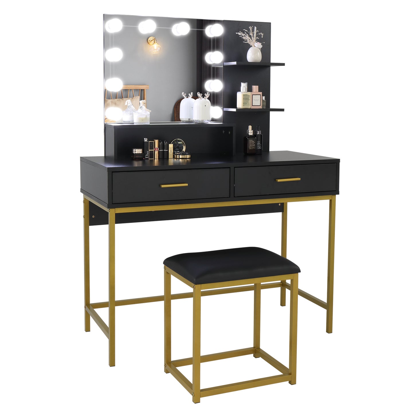 Three-tier Shelf Dressing Vanity Table Set