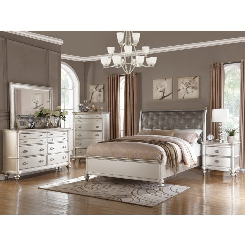 Antique Silver 2-Drawers Bed Side Table